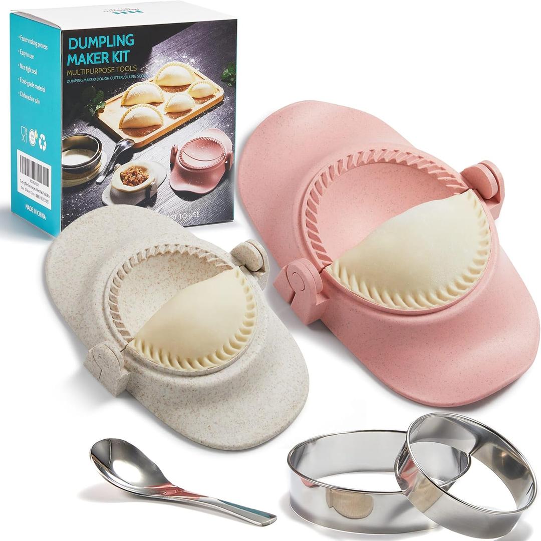 Empanadas Press Maker, Dumpling Maker Mold Set With Dough Cutter, Dumpling Mold Set (L/4"+M/3")
