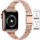 QUNDAXI Slim Watch Band Compatible with Apple Watch 42mm Series 10-11 Metal Stainless Steel Watchband Suitable 