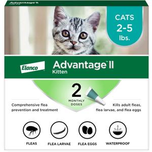 Advantage II Kitten Vet-Recommended Flea Treatment & Prevention | Cats 2-5 lbs. | 2-Month Supply Advantage II Kitten Vet-Recommended Flea Treatment & Prevention | Cats 2-5 lbs. | 2-Month Supply