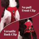 No Pull Dog Harness Medium Sized Dog,Stylish PU Leather Vest with Easy Control Handle,No Choke Front Clip with 2 Metal Leash Clips,Reflective & Adjustable for Walking,Red,Chest 22-29"