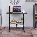 Adjustable Height Mobile Computer Desk for Small Space Rolling Table with Wheels Desk Home Office Study Desk Portable for Bedrooms Work Size 31.5x15.7 Inch Black with Storage Gaming Table B