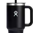 Hydro Flask Travel Tumbler with Handle, Lid and Straw - Insulated Stainless Steel in 32 Oz Black