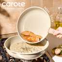 CAROTE 25PCS Ceramic Cookware Set, Pots and Pans set Non Stick, RV Kitchen Cooking Set Removable Handles, Oven Safe, Induction Cookware, Non-toxic Kitchen Cooking Set, PFAS and PFOA Free (Oatmeal)