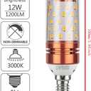 CTKcom 12W E14 LED Bulb Candelabra LED Light Bulb(4 Pack)- E14 Base T10 LED Corn Bulb,100 Watt Light Bulb Equivalent,Warm White 3000K LED Chandelier Bulb,AC85-265V 1200LM LED Lights Bright White(Gold)
