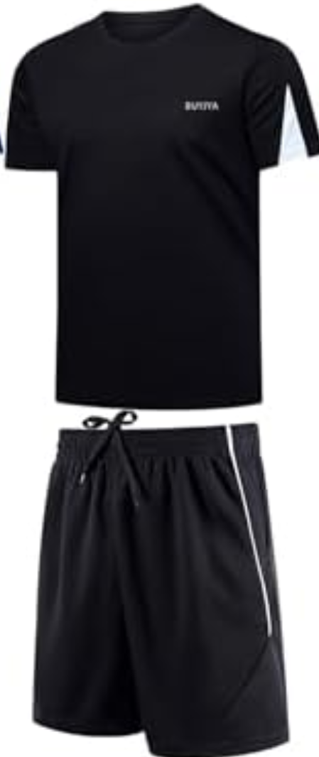 BUYJYA Men's Workout Clothes Athletic Shorts Shirt Set  Basketball Football Training Running Gym Christmas gifts, L