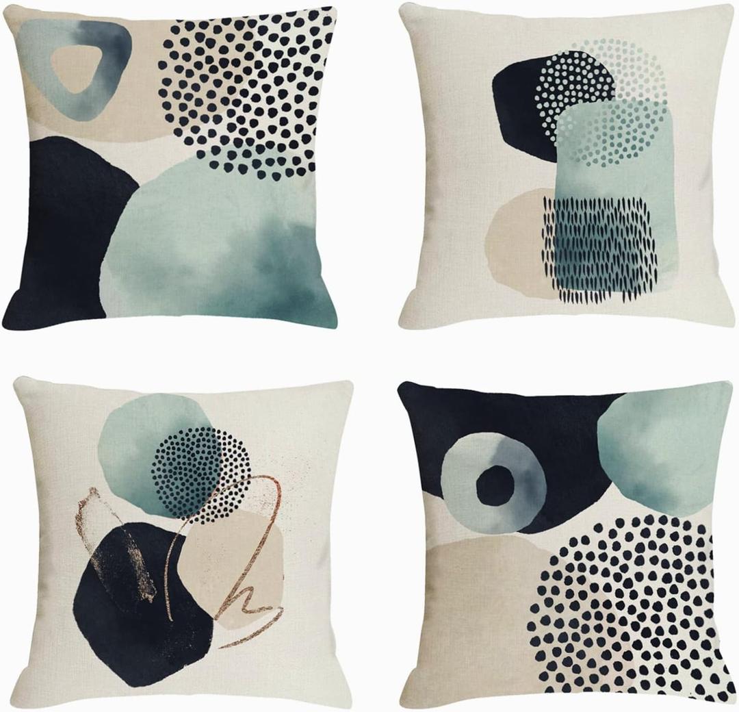 Jartinle Boho Abstract Pillow Covers 18x18 Set of 3 Mid Century Modern Throw Pillow Covers Geometric Pillow Covers for Outdoor Couch Sofa Minimalist Home Decor