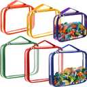 Sanwuta 6 Packs Toy Storage Bags, PVC Organizing Case Bags with Zipper, Waterproof Toy Container for Board Games, Building Blocks, Puzzles, Small Toys and Kids Books(Large, Small,Bright Color)