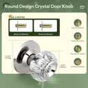 Moquin Crystal Door Knob with Keys, Round Style Glass Door Knob with Privacy Lock, Satin Nickel Classic Interior Crystal Doorknob for Bedroom, Bathroom