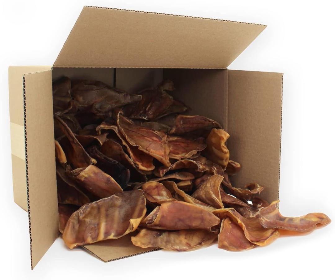 Best Pet Supplies GigaBite Whole Pig Ears for Dogs - All-Natural Slow-Roasted Chews That Clean Teeth and Satisfy Aggressive Chewers - 60 Pack for Large Dogs (EXP 06/15/30)