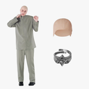 Morph Grey Villain Costume With Baldcap, 60s Costume Men, Funny Halloween Costumes For Men XXL