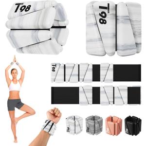 T98 Wrist & Ankle Weights for Women Men, Wearable Wrist Weights Set of 2(1Lbs Each), Adjustable Arm Leg Bracelet Weights for Strength Training, Aerobics, Barre, Suit for Home Outdoor Workout (Light Gray)