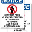 (2 Pack) Detention Pond No OSHA Notice Sign 10 Inch X 14 Inch Indoor/Outdoor Rust-Free Aluminum Metal Signs for Workplace, Workshop, and Construction Site, Made in the USA