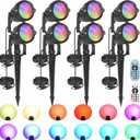 Halloween Christmas Spotlight Outdoor: 10W RGBW LED Landscape Lights Spot Lights Outdoor for Yard Garden Decor Spotlight, Landscape Lighting with 16 Color Changing and Remote IP68 Waterproof (8)