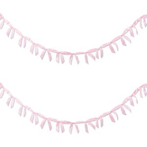 YKW 2 Pack Pink Ribbon Banner (8ft Each) - Party Decoration Garland for Bachelorette, Girls Night, Bridal Shower, Baby Shower, Birthday Celebration, Coquette Room Decor (Pink-Diagonal Cut)