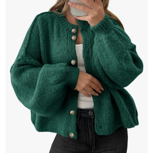 Saodimallsu Womens Oversized Cardigans Button Up Long Lantern Sleeve Chunky Knit Casual Soft Fall Sweater Coats