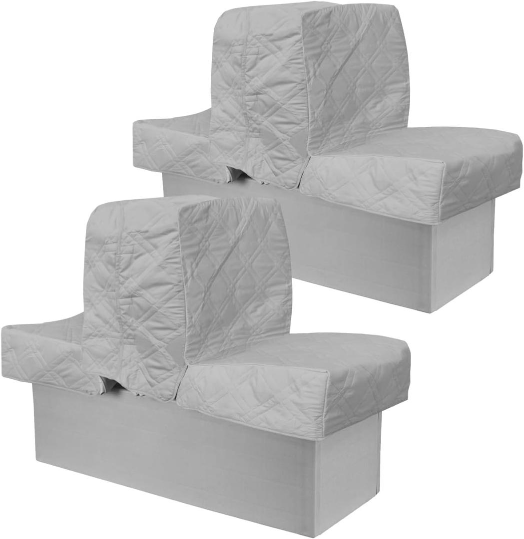 Back to Back Boat Seat Covers, Replacement Lounge Seat Covers, Soft Microfiber Fabric, 100% Waterproof for Damaged Seats (2 Sets Light Gray)