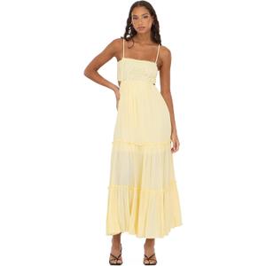 Forever 21 Women's Smocked Maxi Dress, Yellow, S