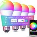 WiFi Smart LED Light Bulb - Color Changing Bulbs App Control, 2.4Ghz Bluetooth Smart A19 Bulbs Music Sync, Magic RGB Light Bulb Compatible with Alexa and Google Assistant, E26 LED Bulb, 4 Pack