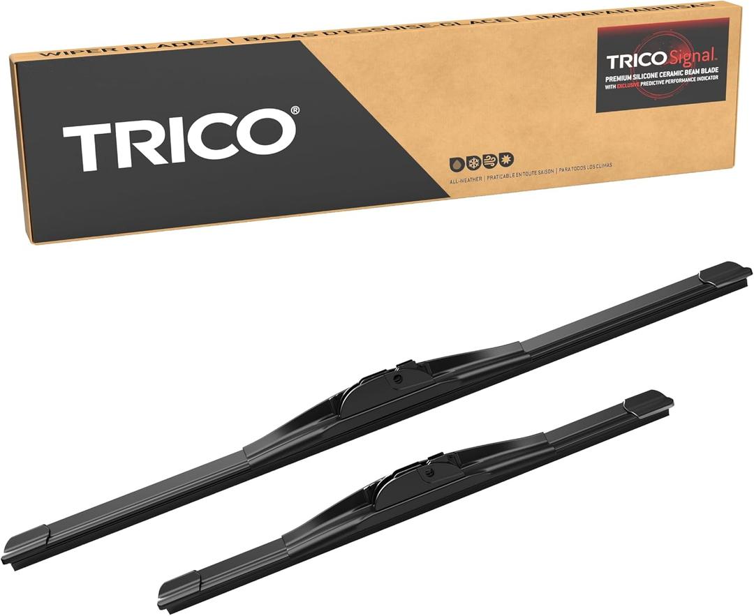 TRICO Signal Premium Silicone 24 + 18 Automotive Replacement Windshield Wipers Beam Blades with Exclusive Predictive Performance Indicator and 3X Longer Life for Select Vehicle Models, 2 Pack