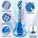 Kids Guitar and Microphone Set, Toy Guitar with Adjustable Volume and Strap, Microphone with Stand and Color Light, Toddler Musical Instrument for 3-5 5-9, Kids Karaoke Machine for Boy Girls(Blue)