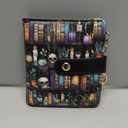 Bookshelf and Skull Goth Gothic Skeleton Rfid Women Wallet, Small Slim Thin Compact Travel Credit Card Wallet, PU Leather Bifold Cash Wallet, Zipper Coin Pocket ID Window, Female Ladies Gifts