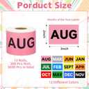 12 Rolls 3600 Pcs Months of The Year Labels - 3 x 2 Inch Rectangular Color Coded Month of The Year Stickers, 300 Pieces Per Roll