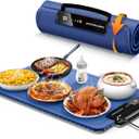 Food Warming Mat for Electric Tray: 24H Full Surface Heat Warmer with 7 Temp Setting Portable - Silicone Heating Buffets Party and Daily Use (Blue)