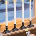 13.2" Window Candles Battery Operated with Remote, Timer, Dimmable, Flicker/Steady Mode, LED 3000K Warm White Christmas Candle Lights for Windows, Indoor Holiday Decor, 4 Pack, Black Holders