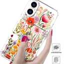 Compatible with iPhone 17 Case Card Holder for Women Cute Design,Wallet Phone Cases Transparent Cool Kawaii Protective (Clear Flowers Lily Girly Florals)