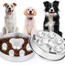 Slow Feeder Dog Bowl for Fast Eating Dogs Stainless Steel 8.2" with Non-Slip Base, Raised Obstacle Slow Down Eating for Small Medium Large Dogs, Reduces Bloat & Indigestion, Dishwasher Safe