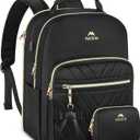 MATEIN Backpack Purse for Women, 15.6 inch Cute Stylish Waterproof Backpack Purse with USB Port, Fashion Waterproof Casual Daily Shoulder Bag for College Work Travel, Gifts for Ladies, 2pcs Set, Black