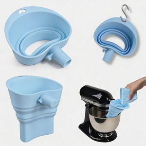 Large Flour Funnel for KitchenAid Mixer, Upgraded Stand Mixer Attachment with Stable Design, No Spill Baking Tool, Wide Mouth Silicone for Easy Ingredient Pouring
