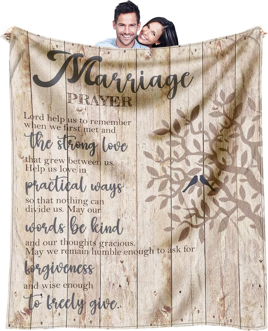 Wedding Gifts for Couples 2025, Bridal Shower Gift for Bride to Be, Best Bride Gifts for Wedding Day, Unique Newlywed Gifts for Couples, Marriage Prayer Throw Blanket 60 x 50 Inch