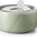 Large Ceramic Bowls with Lids: 32 oz Microwave Safe Food Storage Containers for Soup Salad Meal Prep Lunch Picnic Camping - 6 Inch, Set of 1 (Green)