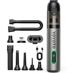 Car Vacuum, Handheld Vacuum Cordless with 21000Pa Powerful Suction & 3 Modes, 4-in-1 Portable Hand Held Mini Vacuum Cleaner Rechargeable, Ultra Light for Car Home Office (Silver)