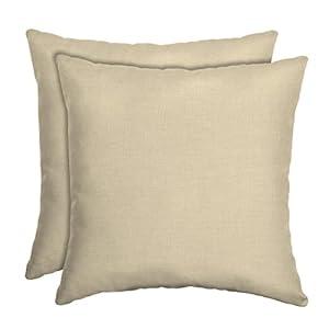 Arden Outdoor Throw Pillows 2 Pack, 16x16 Patio Accent Cushions, Water & UV Resistant, Fade Resistant Outdoor Decorative Pillows with Recycled Polyfiber Fill, Tan Leala
