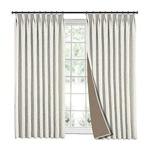 Pinch Pleat Curtains 84 inch Length, Custom Faux Linen Blackout Drapes for Window Decor, 85% Blackout, Privacy Protection Curtain (Lined, 72" W x 84" L, 1 Panel, Dark Green)