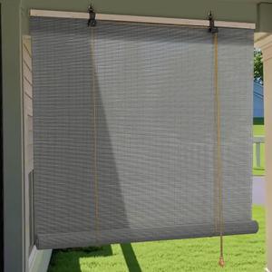 Bamboo Roller Shades Roman Shades for Window: Bamboo Blinds for Interior Windows and Outdoor Patio,Roll Up Blinds for Indoor Porch Light Filtering Sunshade,Easy to Install 36" W X 48" H