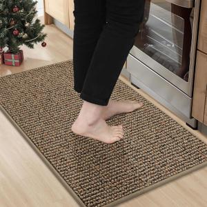 BEQHAUSE Kitchen Rugs 20"x32", Non-Slip Kitchen Mats for Floor, Super Absorbent and Stain Resistant Kitchen Rugs, Machine Washable Rugs for Kitchen, Hallway, Laundry & Sink, Taupe