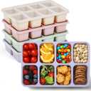 4 Pack Snackle Box Container with Lids, Dishwasher Safe 8 Compartment Divided Snack Serving Tray Platterbox, Protable No-Scatter Snacklebox Snack Container for Adult, Kids, Family, Travel, Party, Work