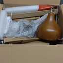 MOFFE 65" Mid Century Modern Vintage Real Wood Floor Lamp with 2 Shades for Two Looks, Sculptural Standing Lamp with Teardrop Base & Wooden Pull Chain for Living Room Bedroom Sofa Side (Bulb Included) (Amber Walnut)