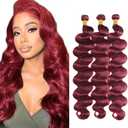 99j Burgundy Bundles Human Hair Burgundy Body Wave Bundles 18 20 22 Inch 3 Bundle Brazilian Wine Red Body Wave Human Hair Extensions 50 Gram Per Bundle