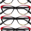 Cat Eye Reading Glasses for Women Blue Light Blocking,Readers for Women 2.5 with Comfort Spring Hinges,Fashion Designer Ladies Eyeglasses(4 pack) (Mixed Color-4)