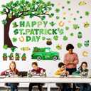 Zonon 120 Pcs St Patricks Day Bulletin Board Decorations Shamrock Horseshoe Gnome Leprechaun Cutouts St Patrick's Classroom Decorations with 12 Sheet Glue Points for Home Office Chalkboard Wall Window