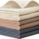 QUILTINA Dish Towels Set,100% Cotton Waffle Weave Kitchen Towels 6 Pack,17 x 25 Inches Dish Towels for Kitchen,Super Absorbent for Drying and Cleaning (Beige, Brown, Dark Grey)