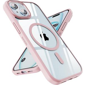 SUCGLES for iPhone 14 Plus Case with MagSafe [Ultra Strong Magnetic] [12FT Military Drop Protection] [Shockproof Bumper] Slim Thin Mag Safe Phone Cover 6.7" for Apple 14plus (Pink)