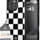 Cocomii Retangle Case for iPhone 15 Pro Max, Compatible with MagSafe, Monochrome Checkered