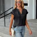 BMJL Womens Tops Dressy Casual Blouses Summer Tops Trendy V Neck Short Sleeve Shirts Business Casual Outfit (XL)