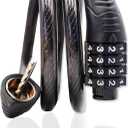 Long Coiled Security Resettable Combination Bike Cable 4 Digit Lock, Anti-Theft Accessories for Mountain and Road Bike, Electric Bicycle, Scooter, 32 inch