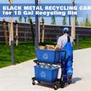 2 Tier Black Recycling Bin Cart with Wheel Metal Recycling Cart for 18 Gal Bins Metal Carts 15.7x29x41in with 8" Rubber Wheel Heavy Duty Portable Truck Without Bin for Garbage Warehouse